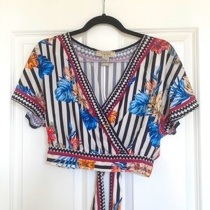 Flying Tomato Tie-back Crop Top Floral Print